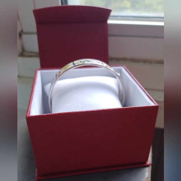 Coach vintage stamped fun multicolor enamel silver thick bangle bracelet & box - Picture 10 of 15